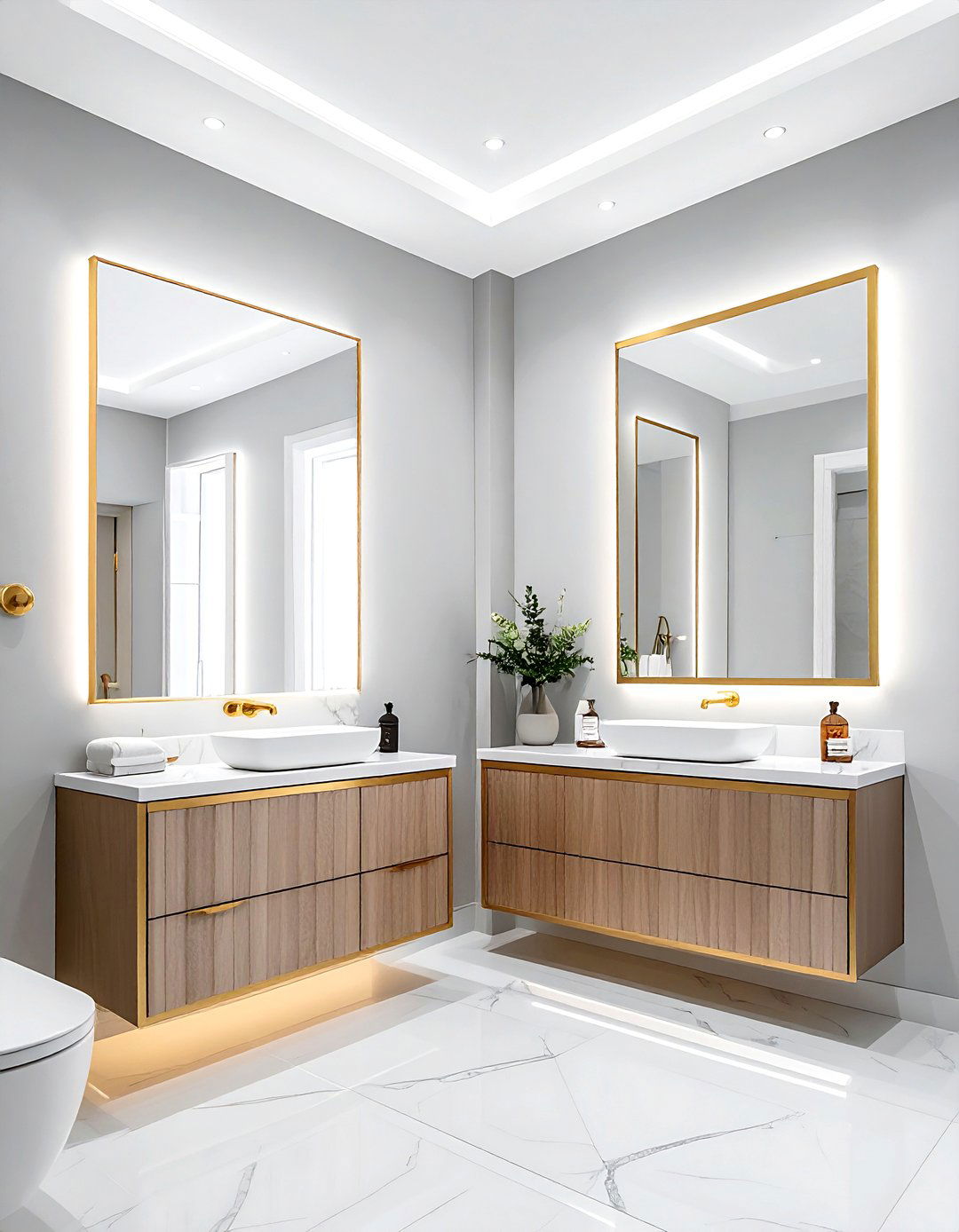 Grey Bathroom With Gold Mirrors - 30 grey bathroom design ideas