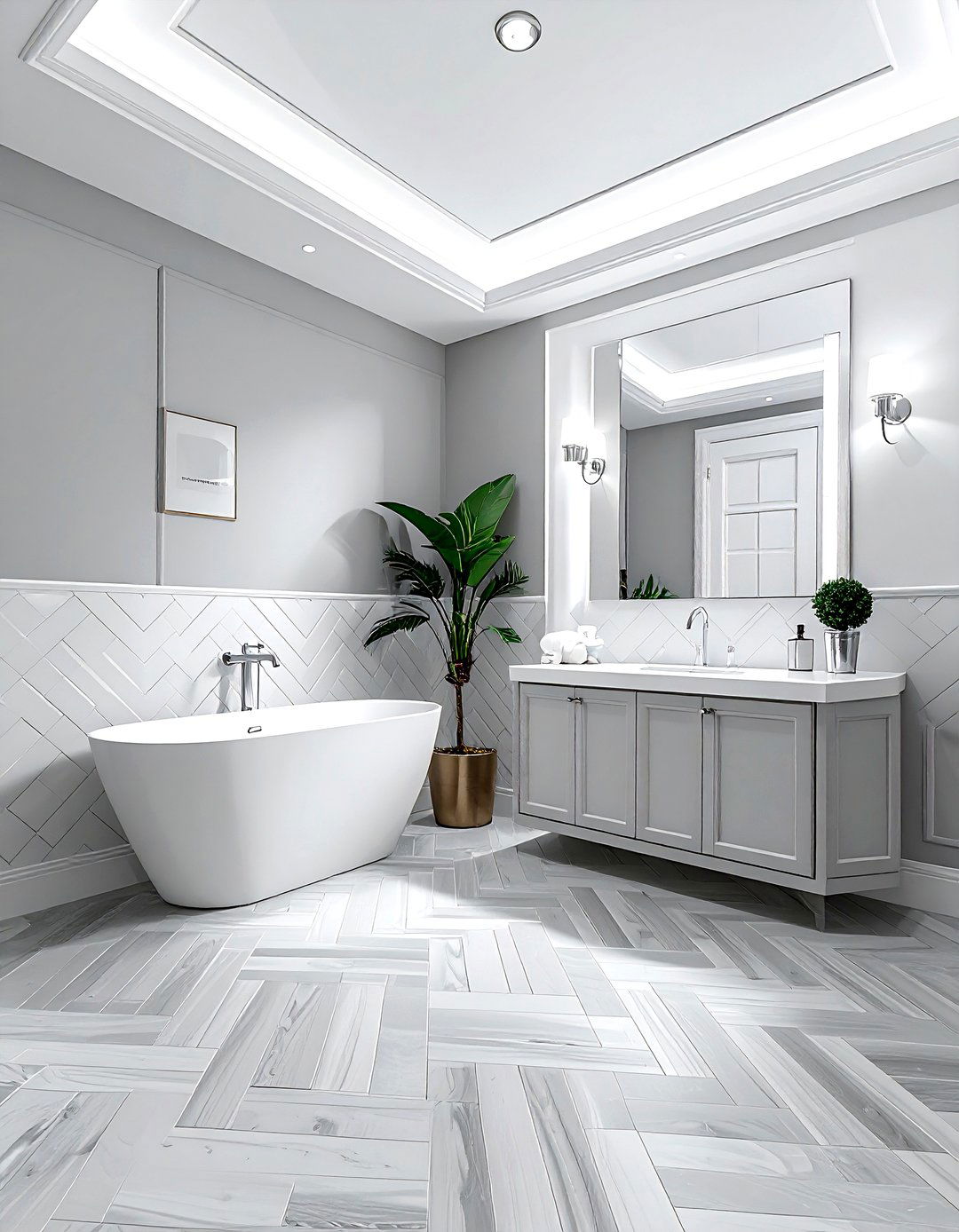 Grey Bathroom With Herringbone Tile - 30 grey bathroom design ideas