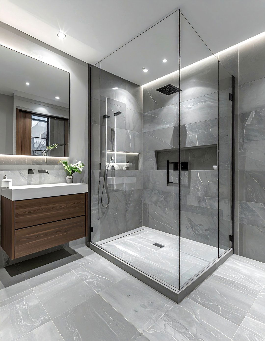 Grey Bathroom With Walk In Shower - 30 grey bathroom design ideas