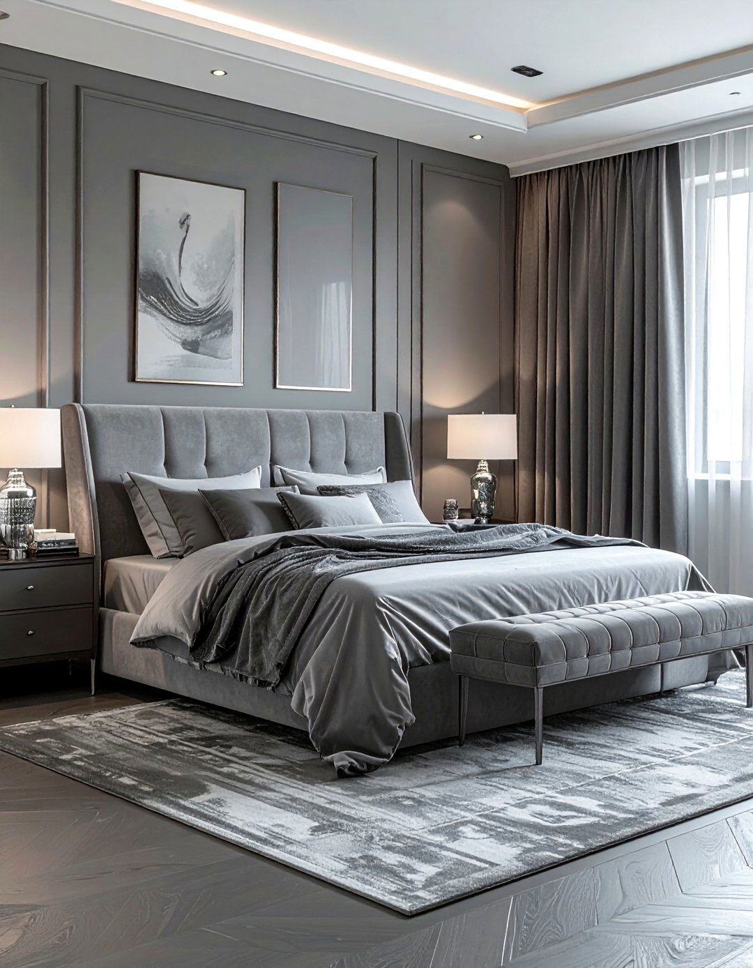 Grey Bedroom - 30 monochromatic bedroom ideas