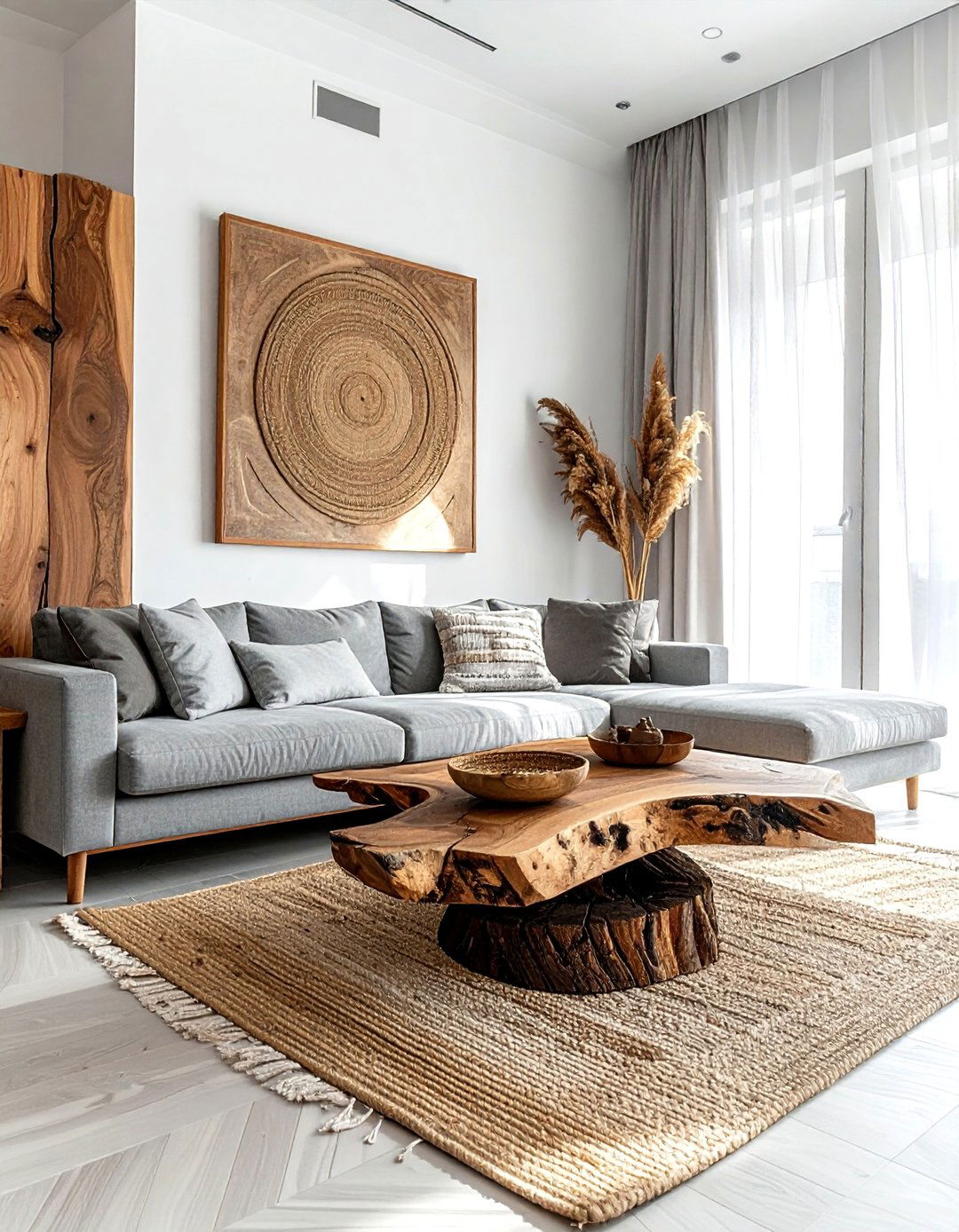 Grey Boho Living Room Wood Accents - 30 bohemian grey living room ideas