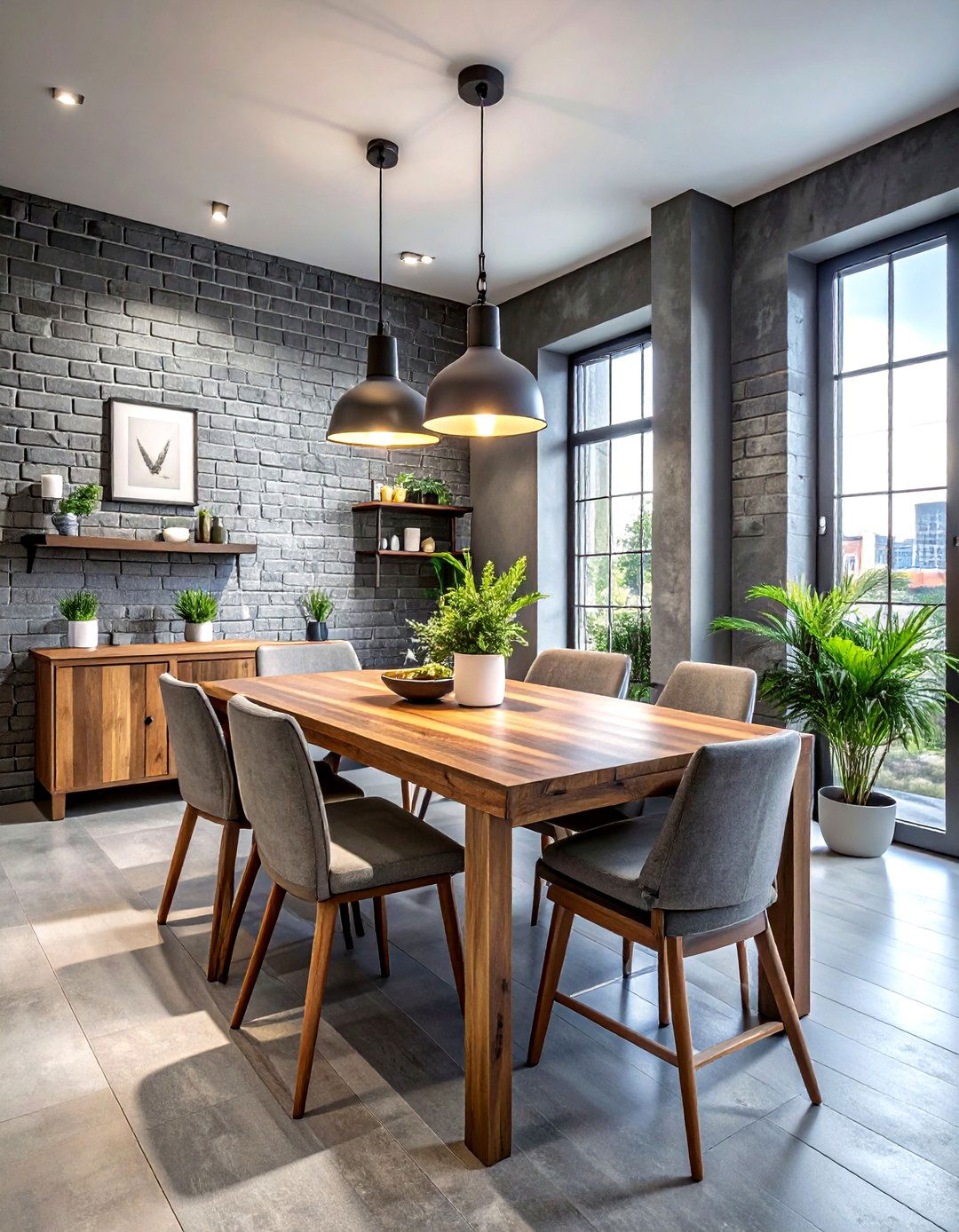 Grey Brick Dining Room - 30 grey dining room decor ideas