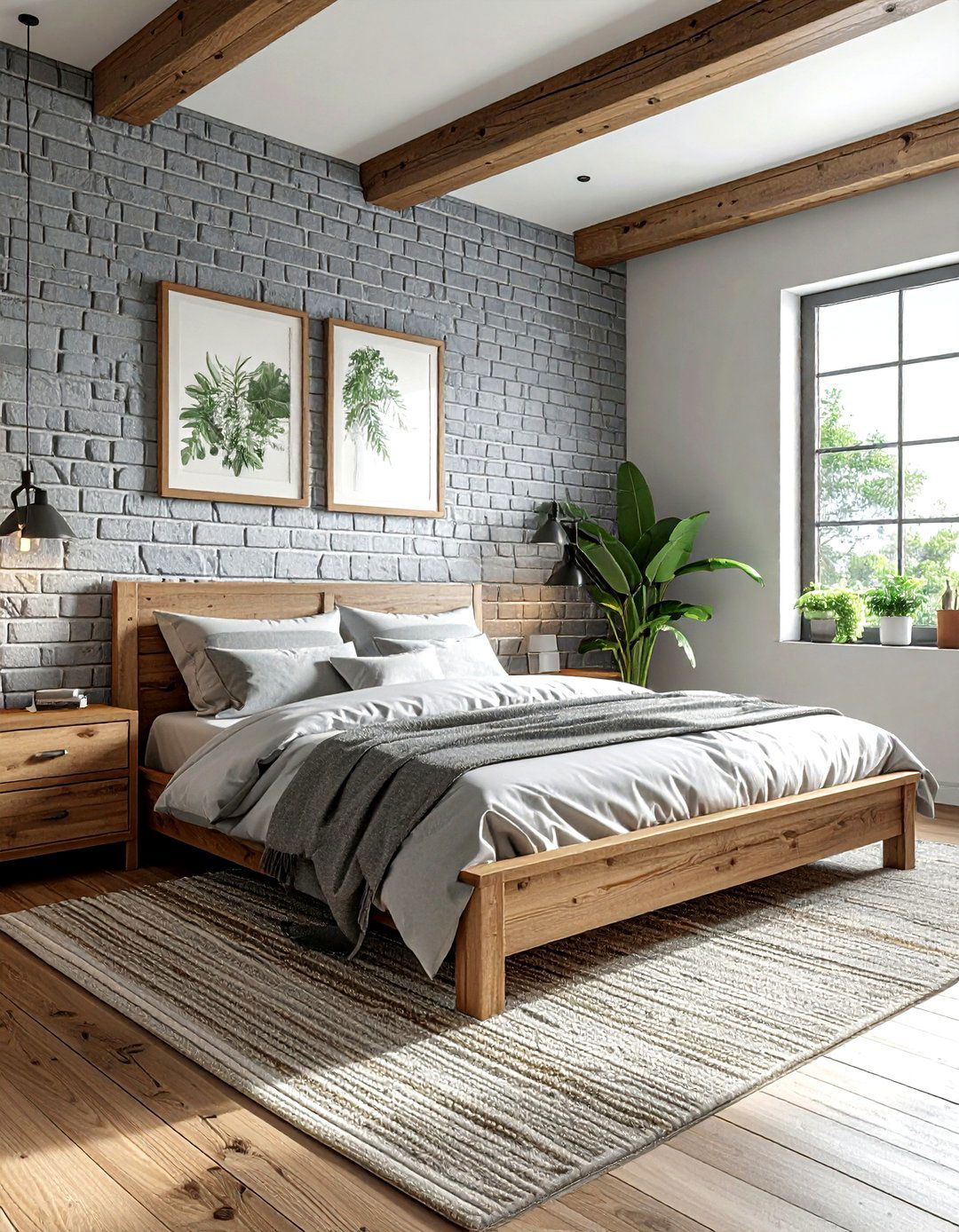 Grey Brick Wall Farmhouse Bedroom - 30 farmhouse grey bedroom ideas