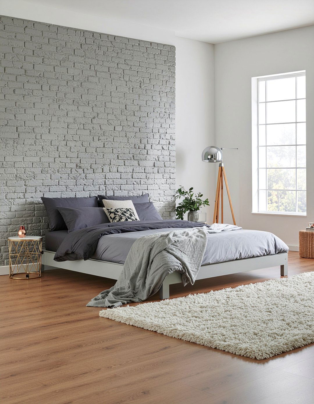 Grey Brick Wall - 30 bedroom brick wall ideas