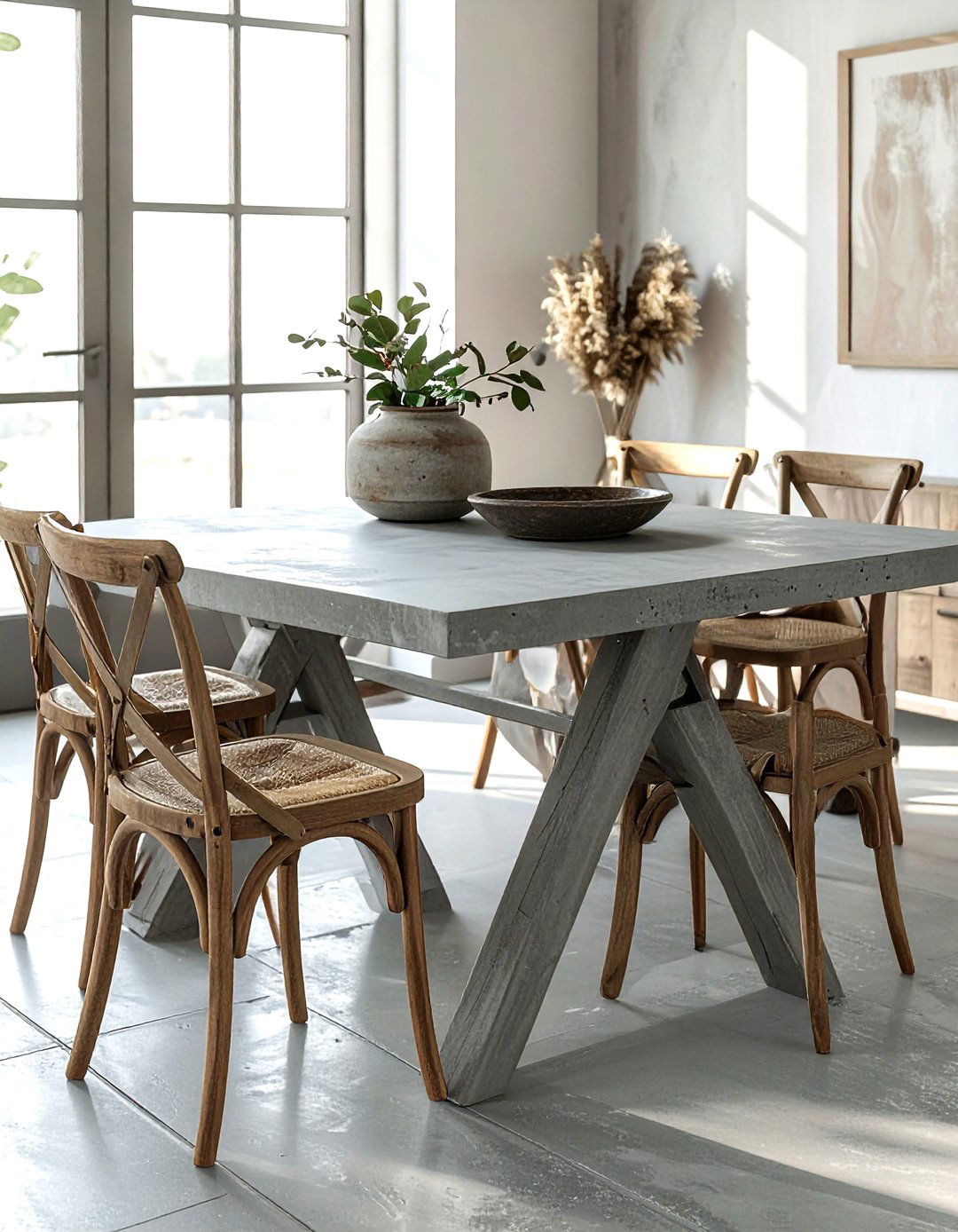 Grey Concrete Farmhouse Table - 30 concrete dining table ideas