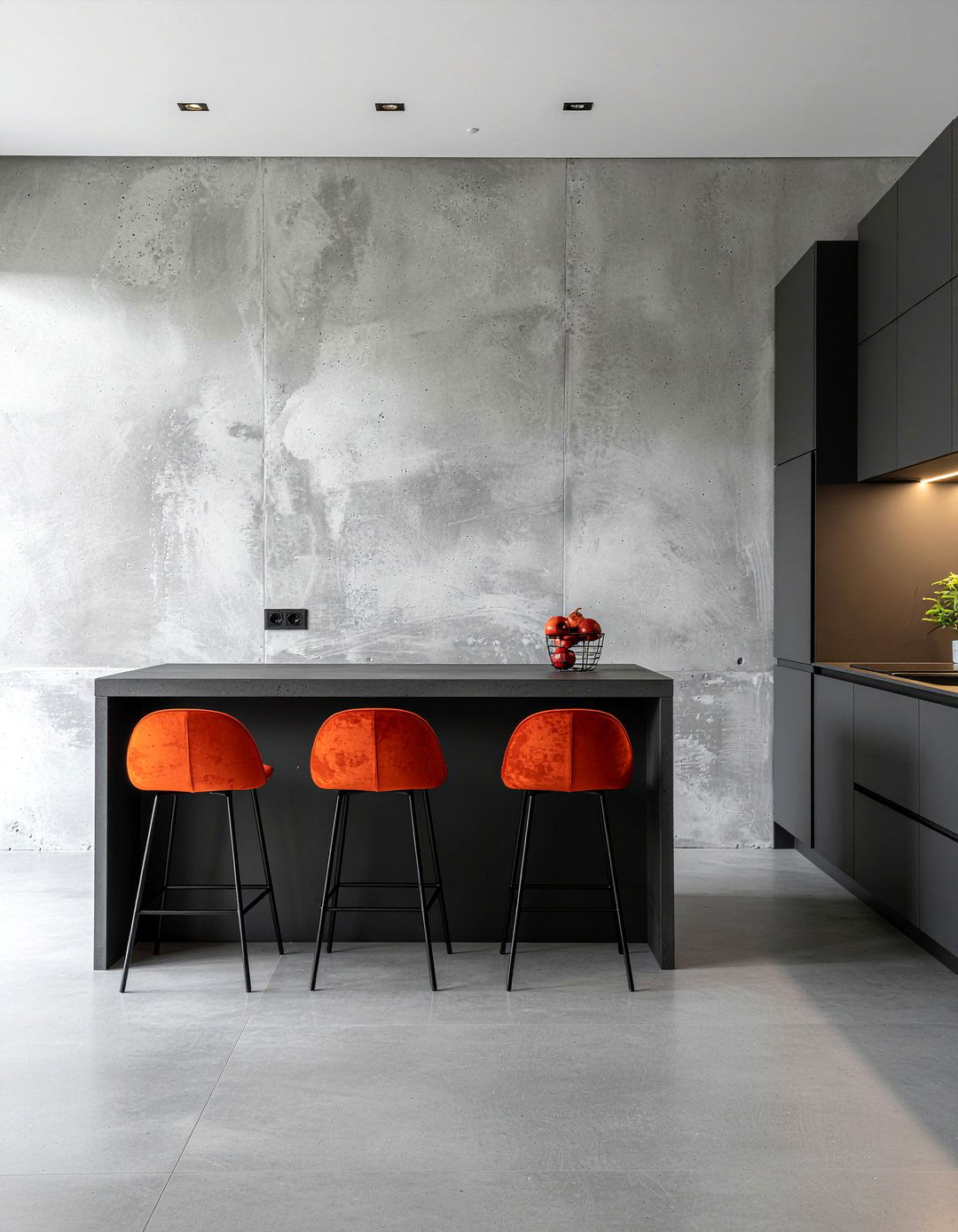 Grey Concrete Finish Wall - 30 kitchen accent wall ideas