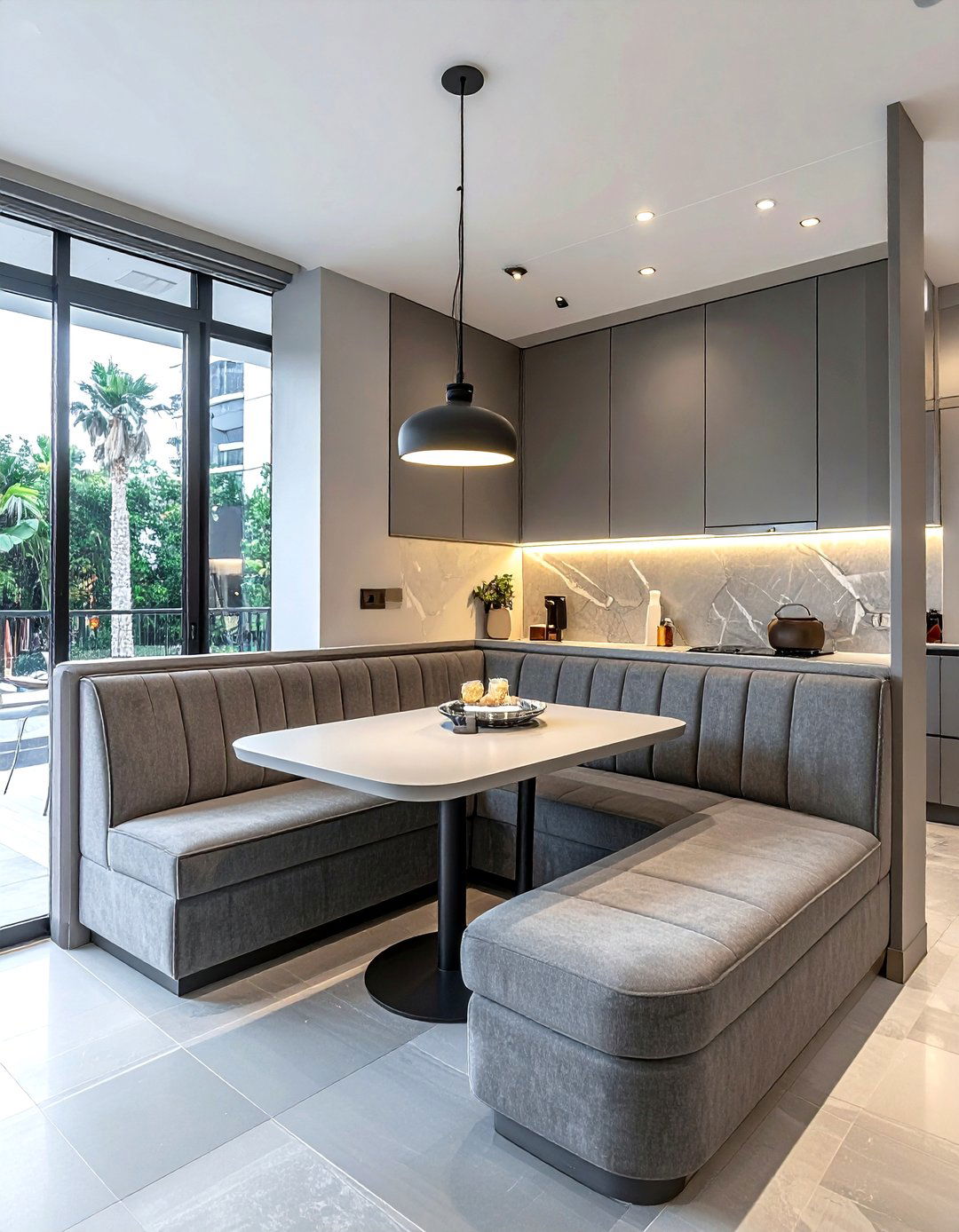 Grey Corner Kitchen Banquette - 30 grey kitchen furniture ideas