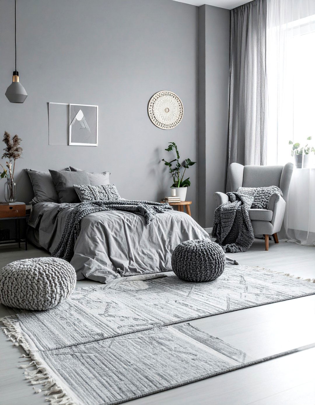 Grey Cozy Boho Bedroom - 30 bohemian grey bedroom ideas