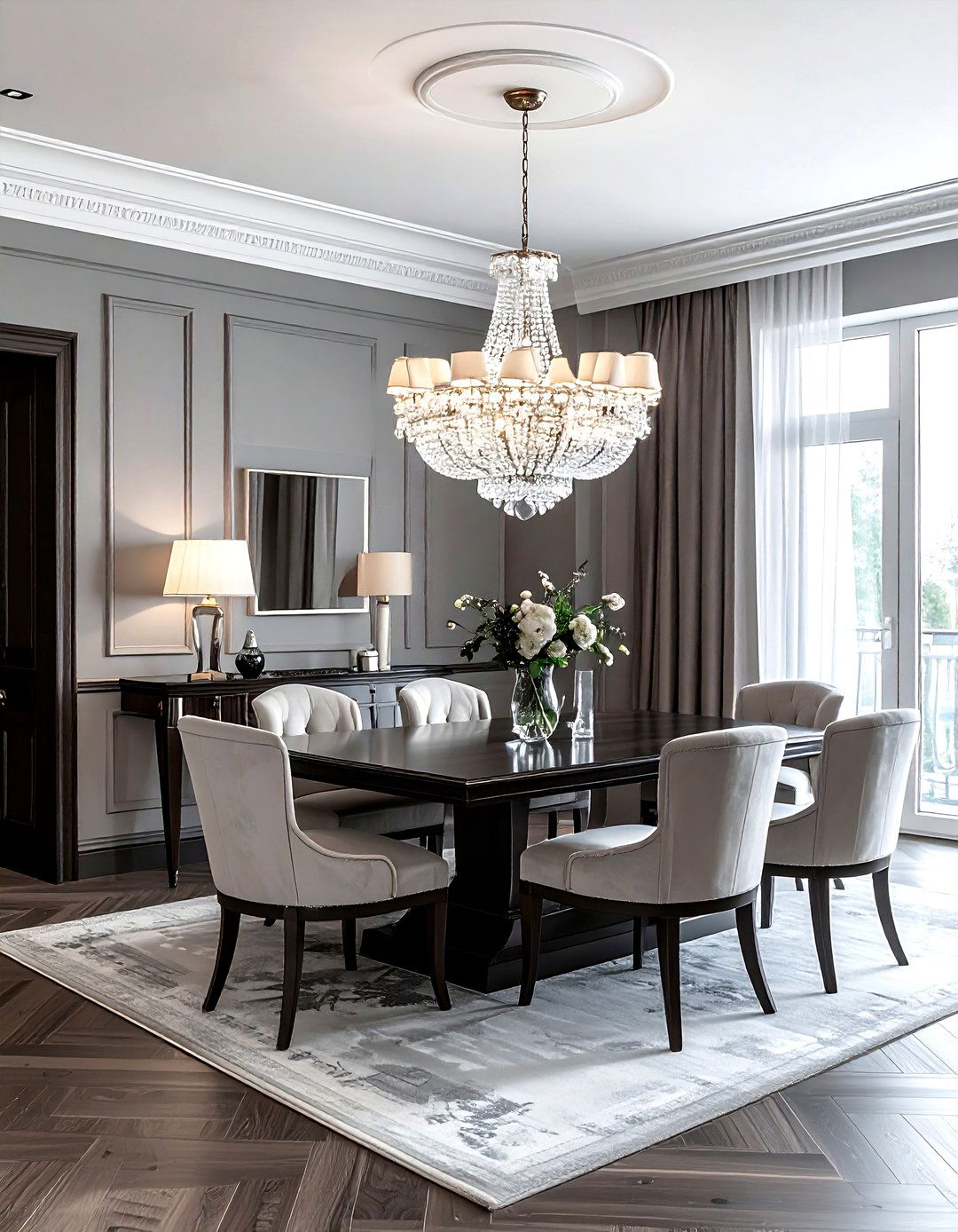 Grey Dining Room With Chandelier - 30 grey dining room design ideas