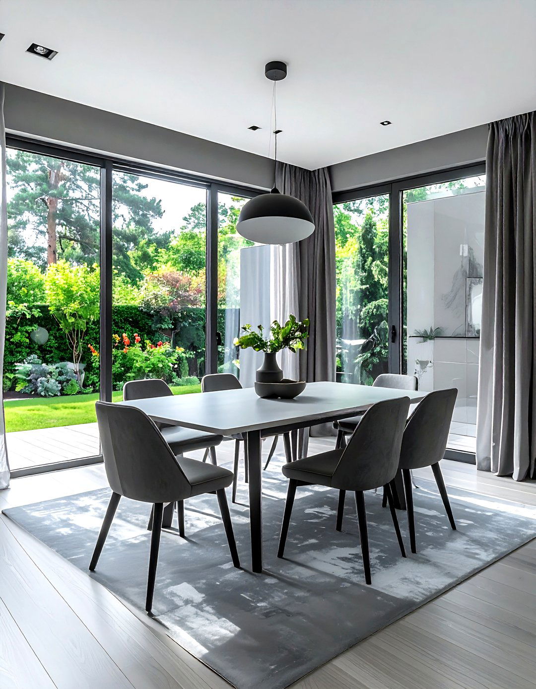 Grey Dining Room With Large Windows - 30 grey dining room design ideas