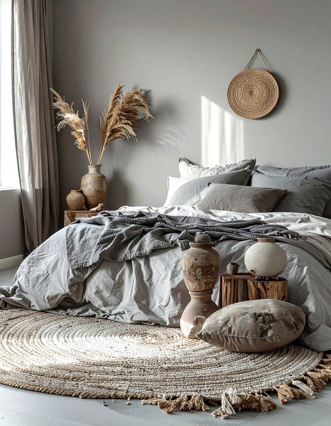 Grey Earthy Boho Bedroom - 30 bohemian grey bedroom ideas