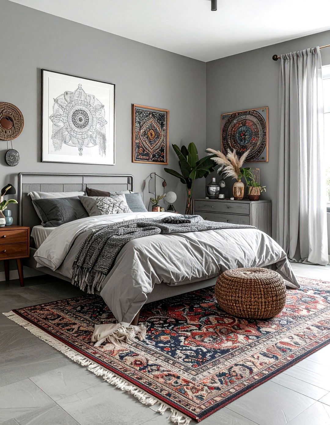 Grey Eclectic Boho Bedroom - 30 bohemian grey bedroom ideas