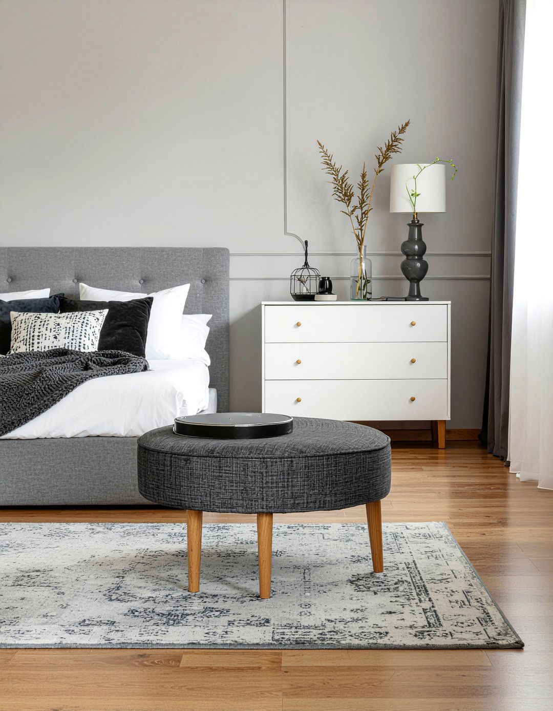 Grey Fabric Storage Ottoman - 30 bedroom storage chests