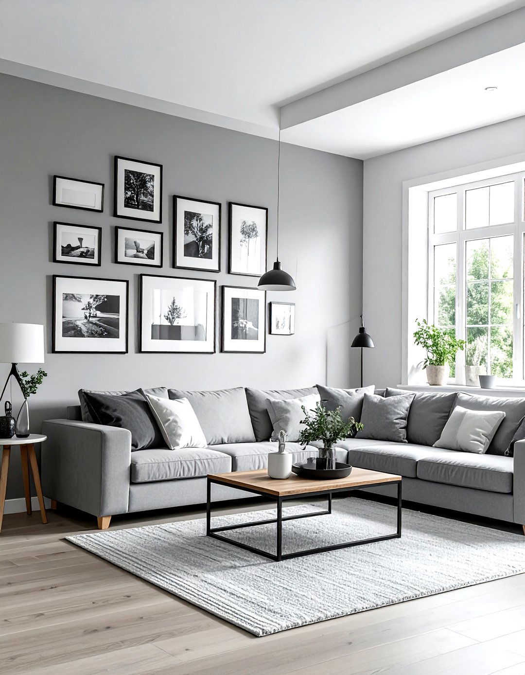 Grey Farmhouse Living Room With Gallery Wall - 30 farmhouse grey living room ideas