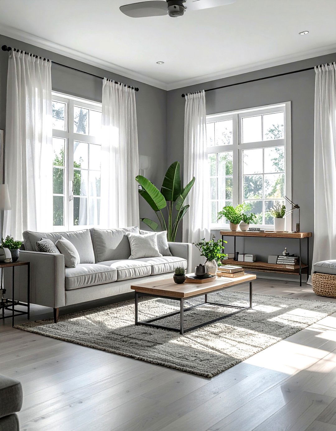 Grey Farmhouse Living Room With Natural Light - 30 farmhouse grey living room ideas