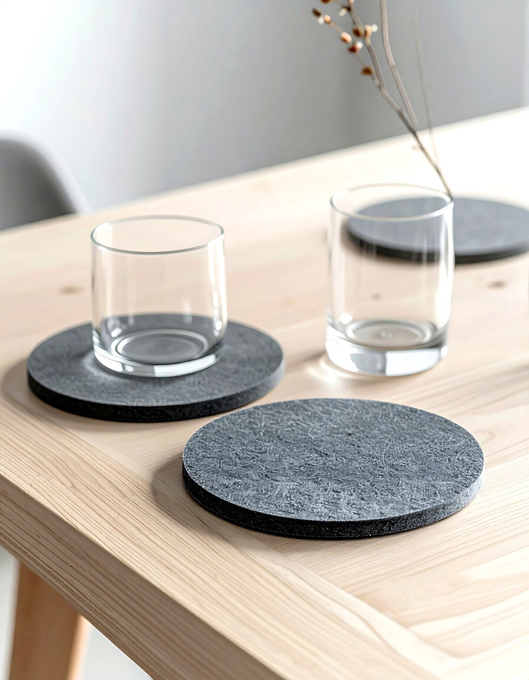 Grey Felt Coaster - 30 grey dining room accessories ideas