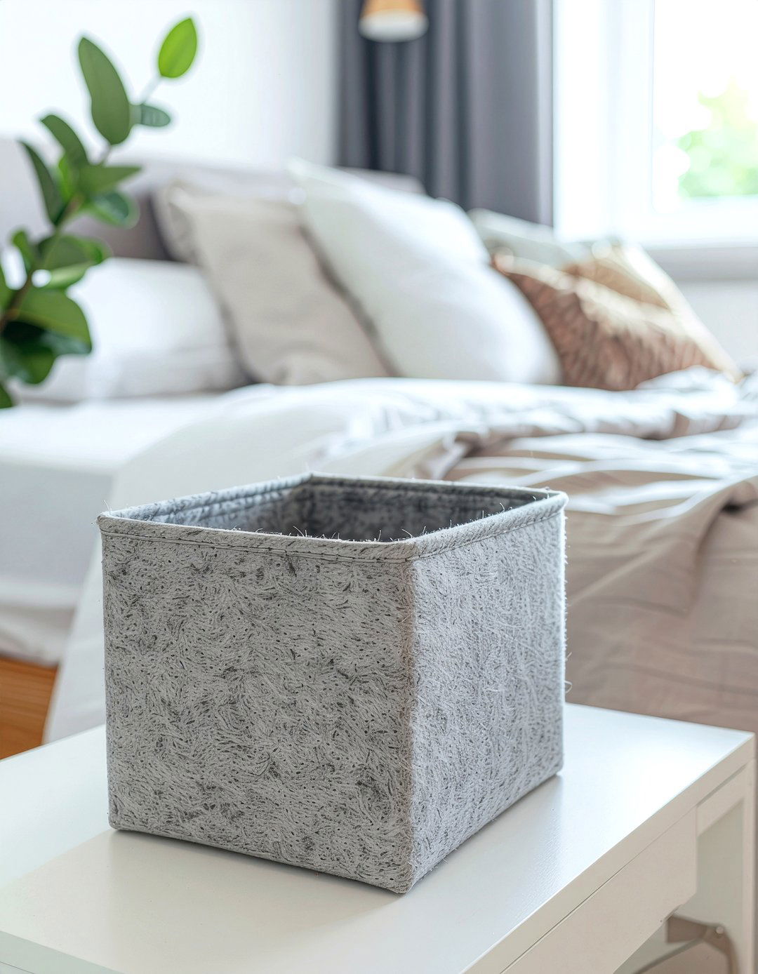 Grey Felt Storage Basket - 30 bedroom storage baskets