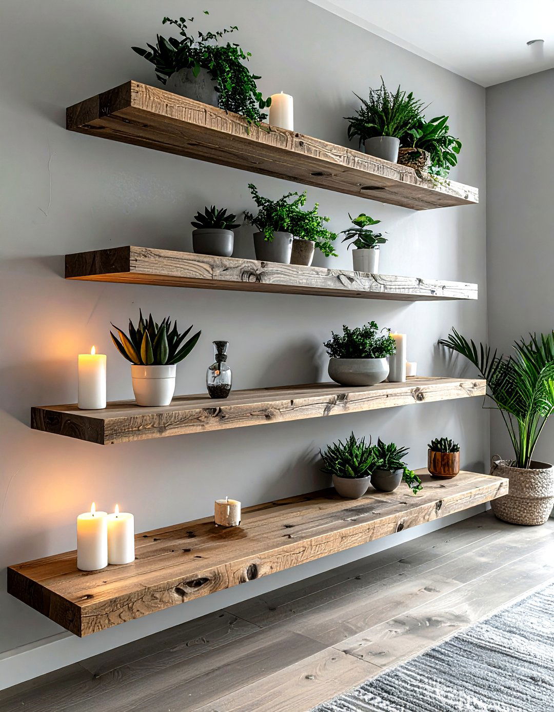 Grey Floating Shelves - 30 grey bathroom accessories ideas