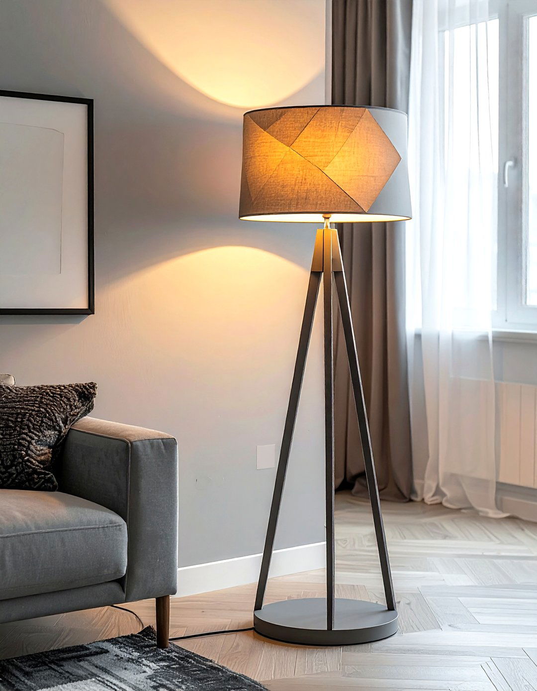 Grey Floor Lamp - 30 scandinavian grey living room ideas