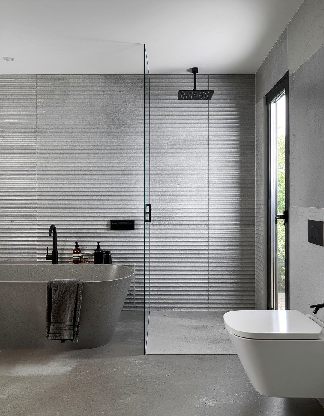 Grey Fluted Tile Bathroom - 30 fluted tile bathroom ideas