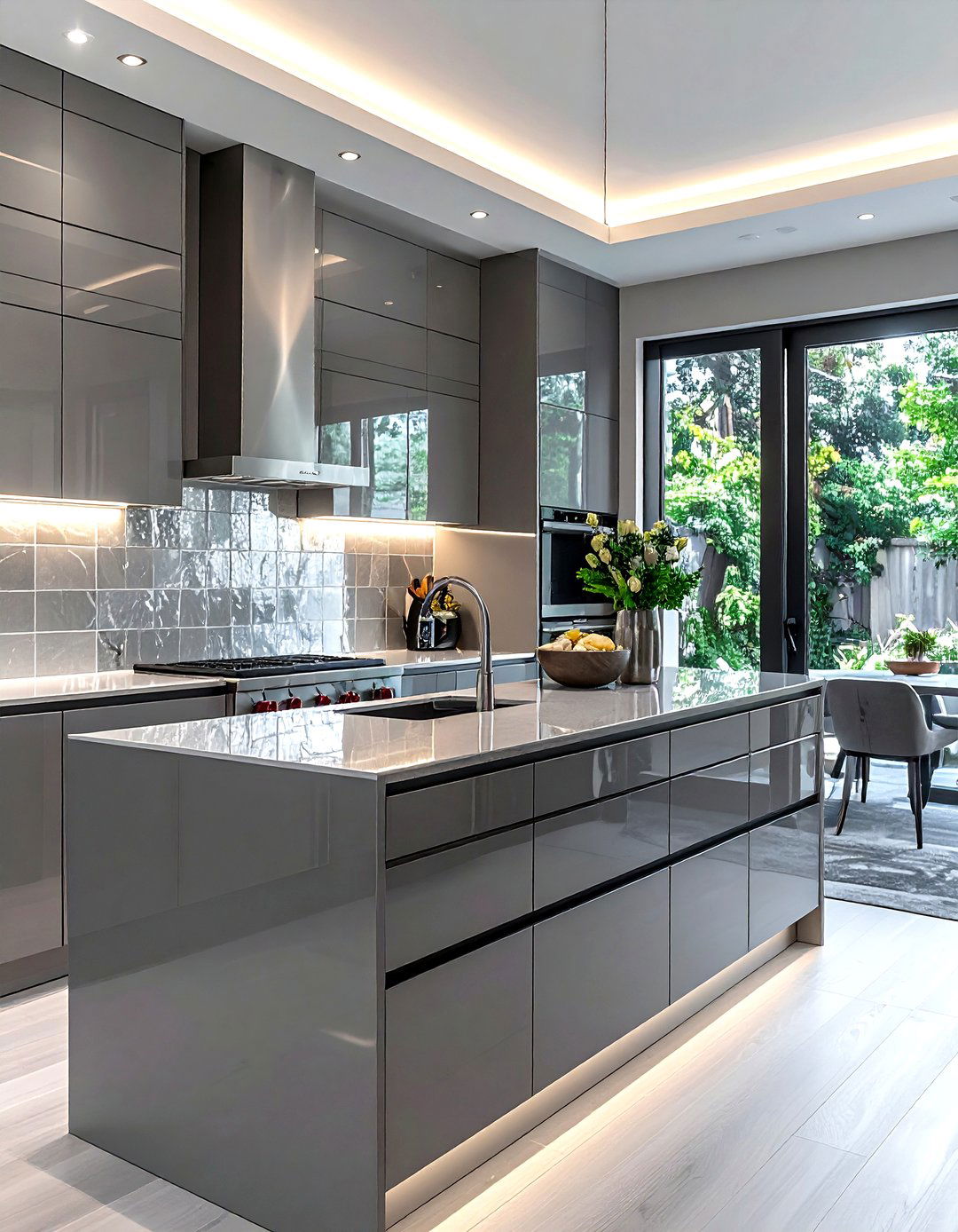 Grey Glass Tile Backsplash - 30 grey kitchen decor ideas