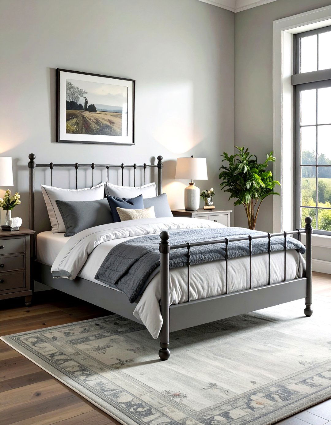 Grey Iron Bed Farmhouse Bedroom - 30 farmhouse grey bedroom ideas