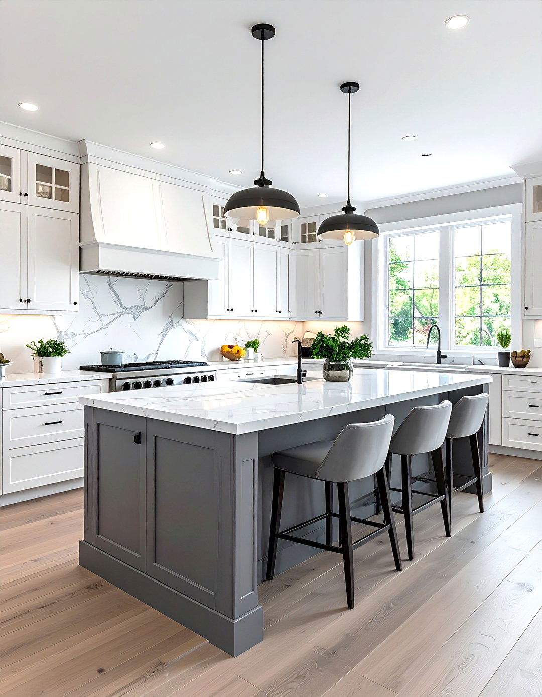 Grey Island White Cabinets - 30 grey and white kitchen ideas
