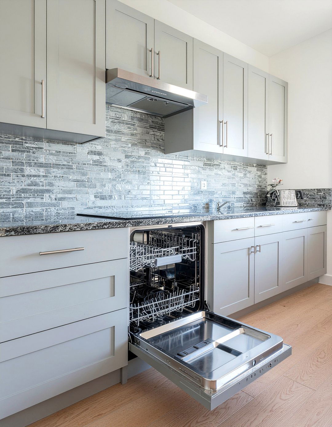 Grey Kitchen Cabinets - 30 panel-ready dishwasher kitchen ideas