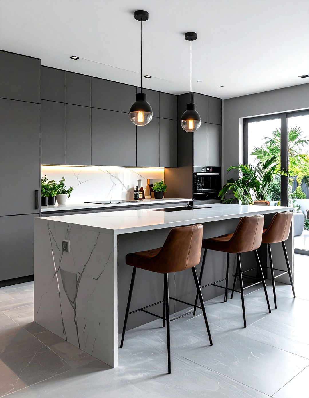 Grey Kitchen With Breakfast Bar - 30 grey kitchen design ideas