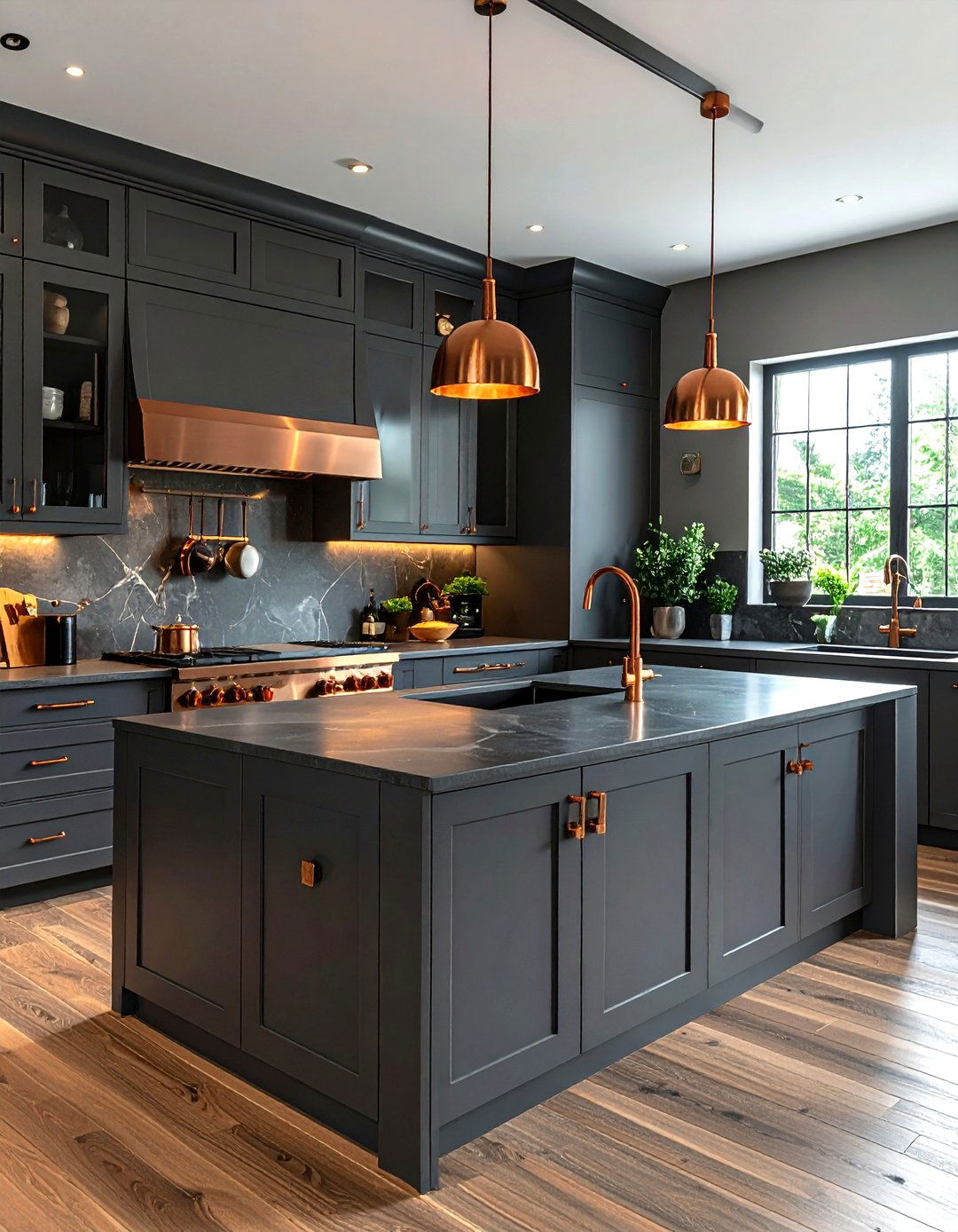 Grey Kitchen With Copper Accents - 30 grey kitchen design ideas