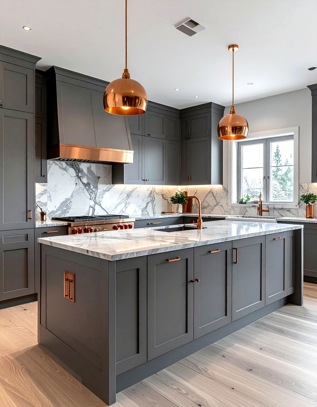 Grey Kitchen With Copper Accents - 30 grey kitchen decor ideas