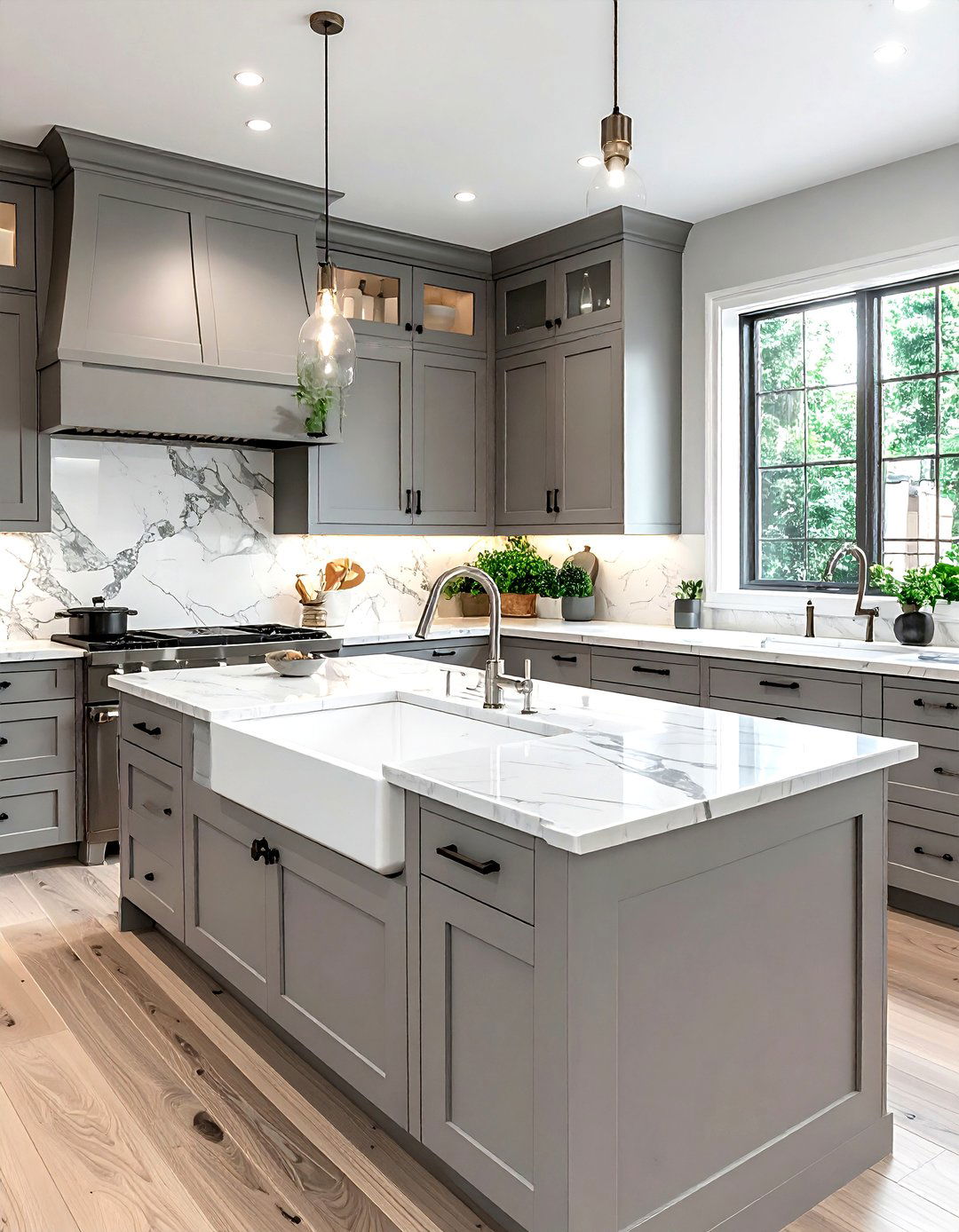 Grey Kitchen With Farmhouse Sink - 30 grey kitchen design ideas
