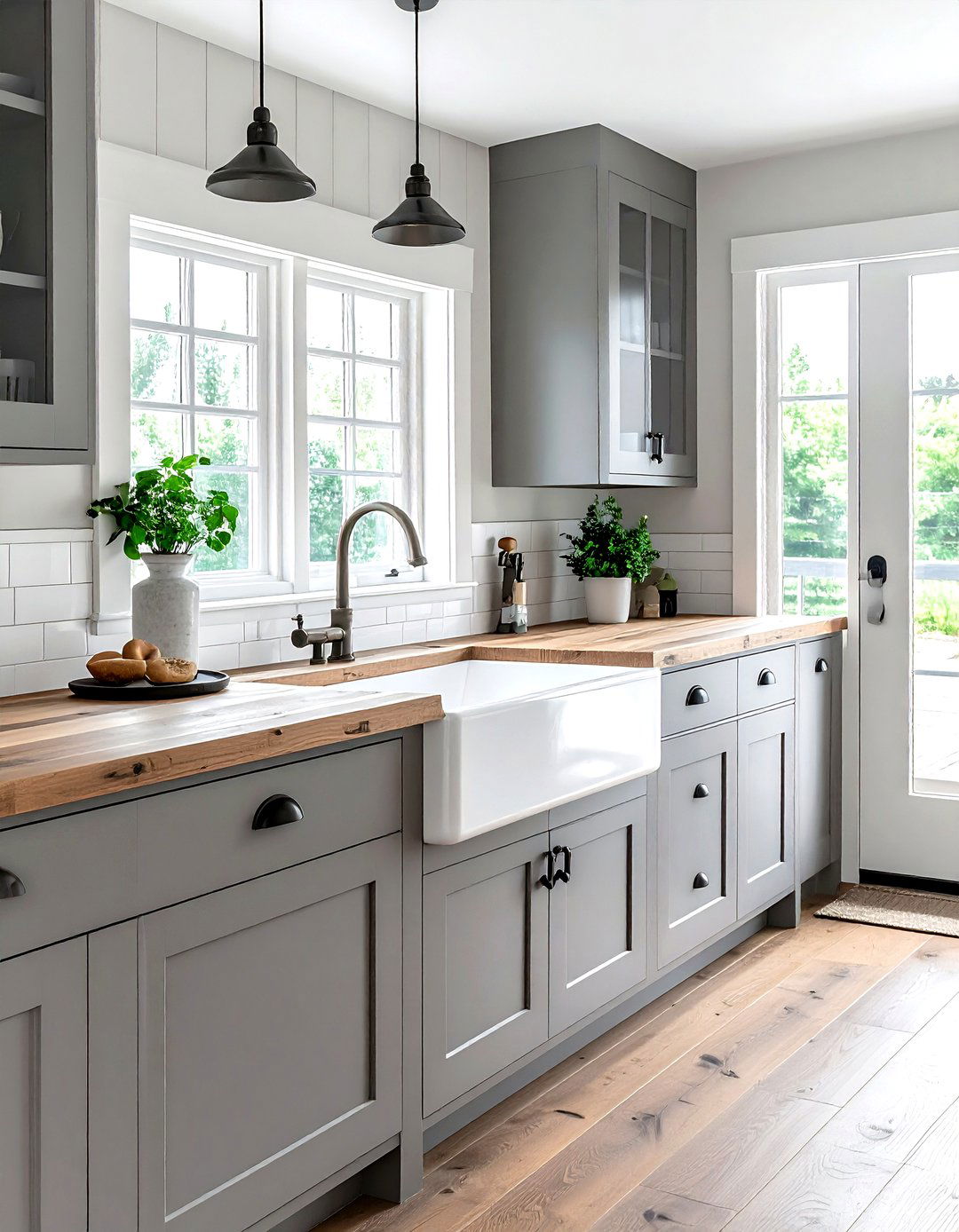 Grey Kitchen With Farmhouse Sink - 30 grey kitchen decor ideas
