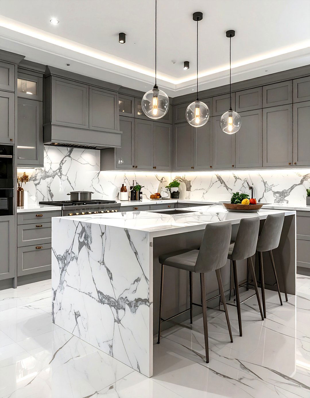 Grey Kitchen With Marble Countertops - 30 grey kitchen design ideas