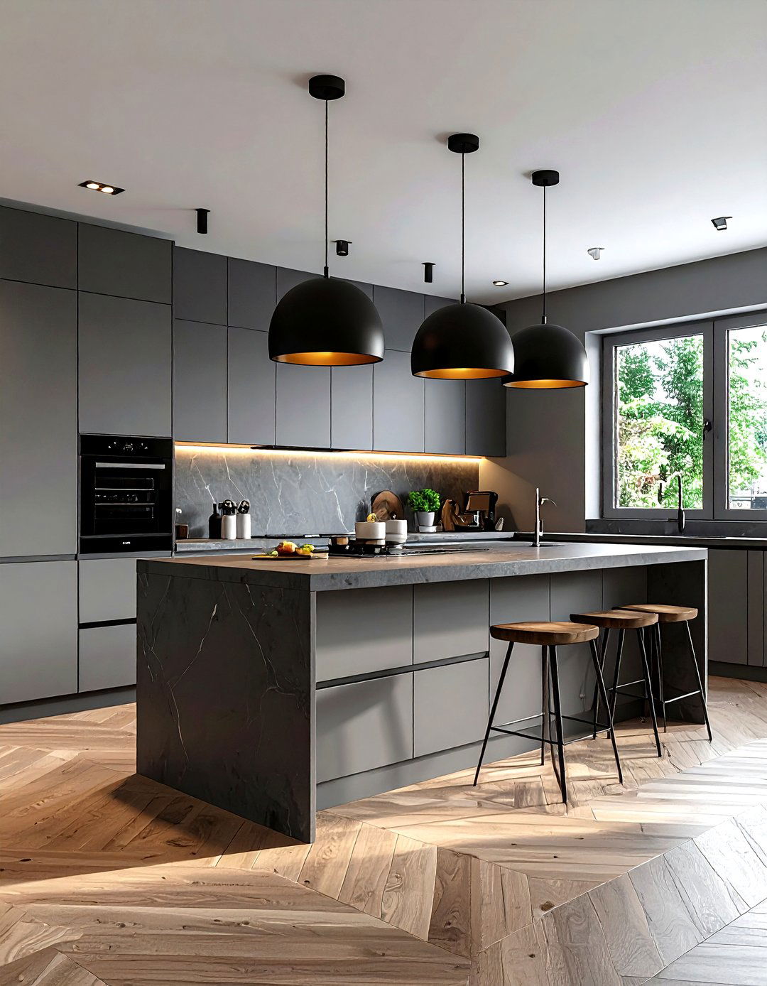 Grey Kitchen With Pendant Lighting - 30 grey kitchen design ideas