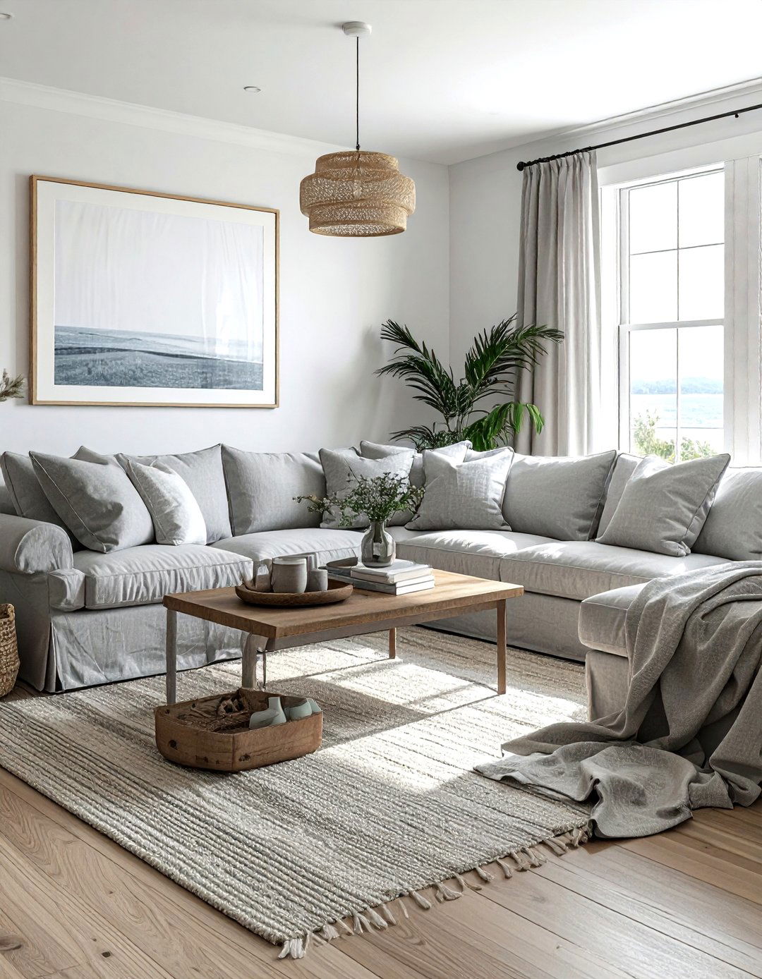 Grey Linen Coastal Living Room - 30 coastal grey living room ideas