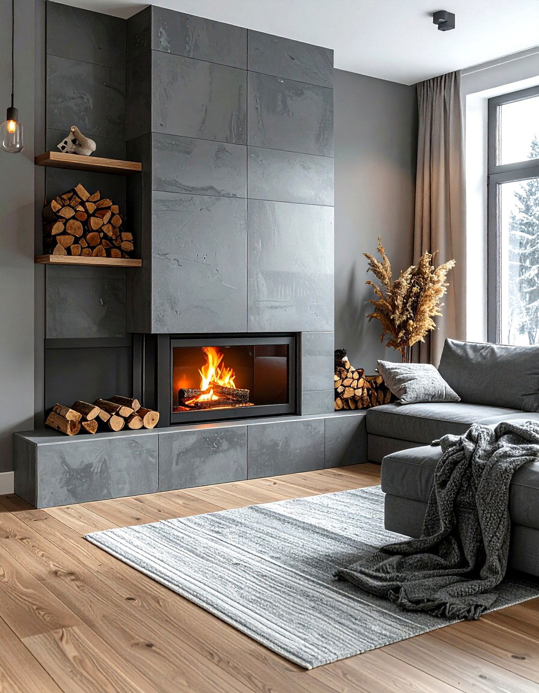 Grey Living Room Fireplace - 30 scandinavian grey living room ideas