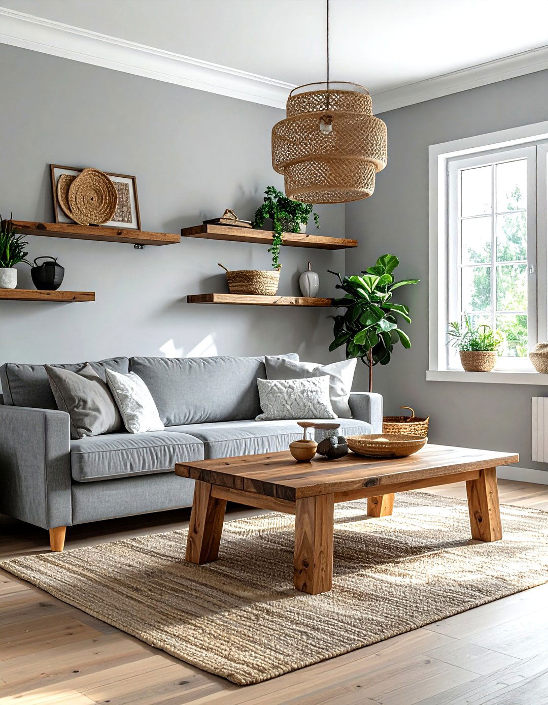 Grey Living Room with Wood - 30 grey living room ideas