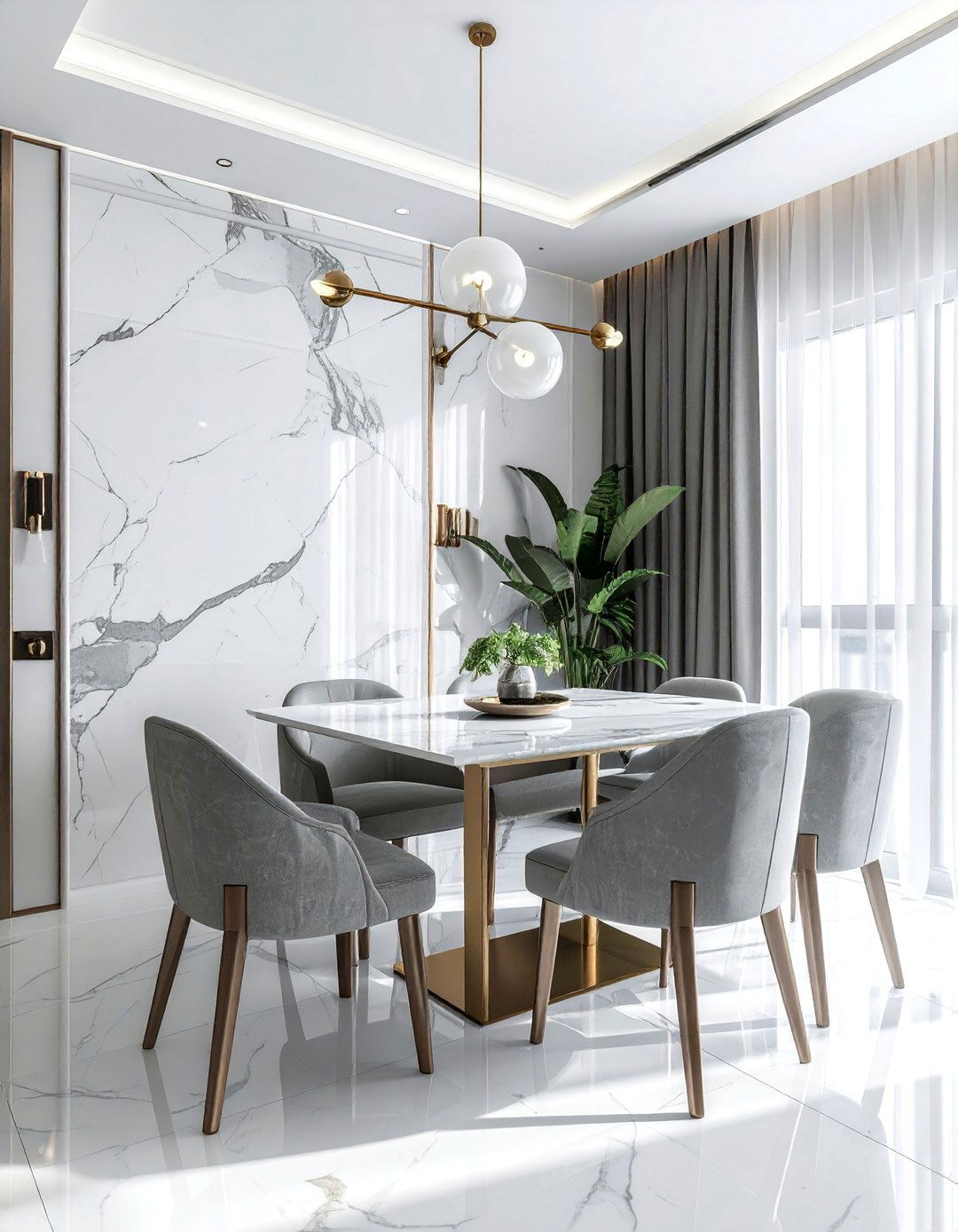 Grey Marble Effect Wallpaper - 30 subtle wallpaper dining room ideas