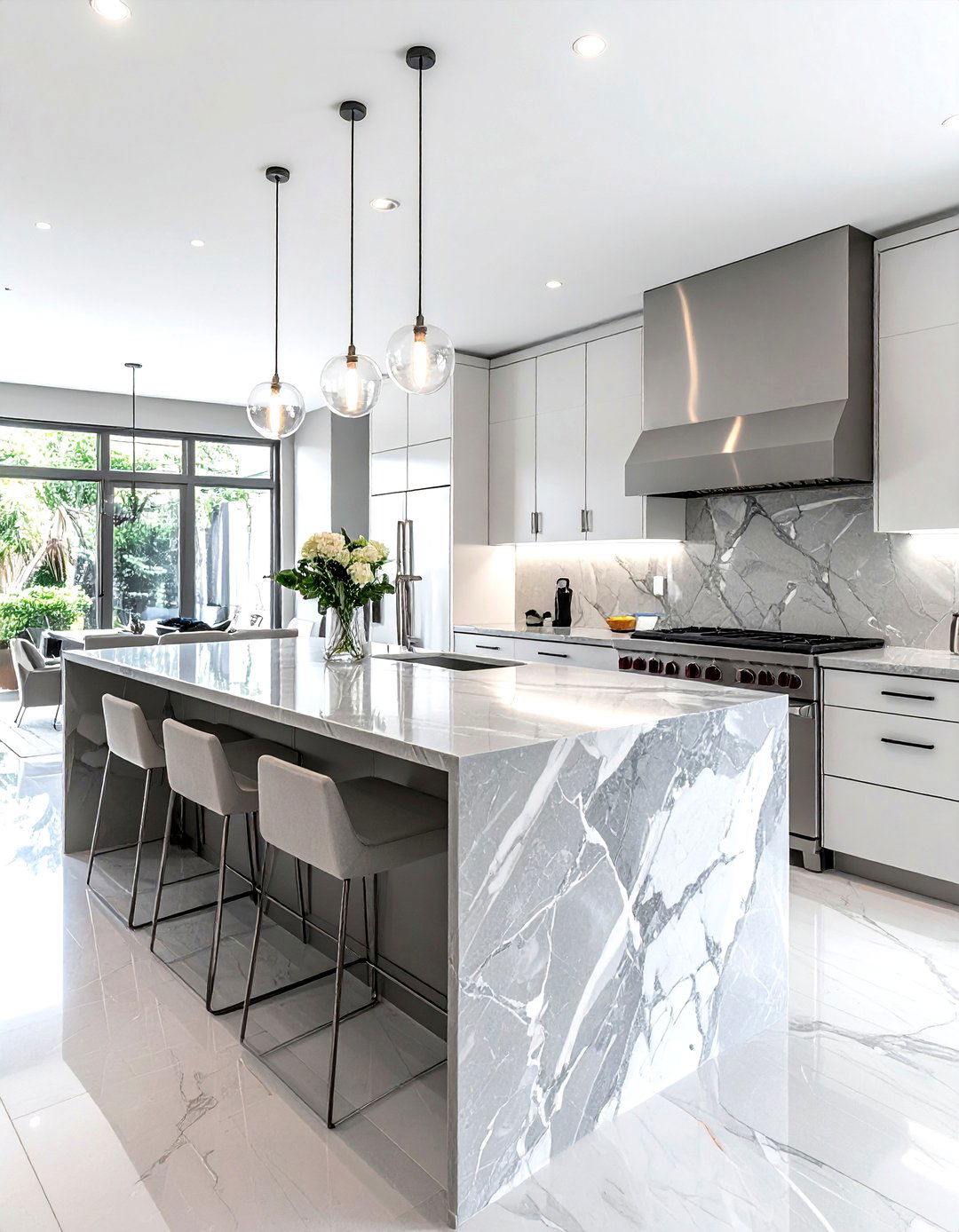Grey Marble Kitchen Island - 30 marble kitchen island ideas