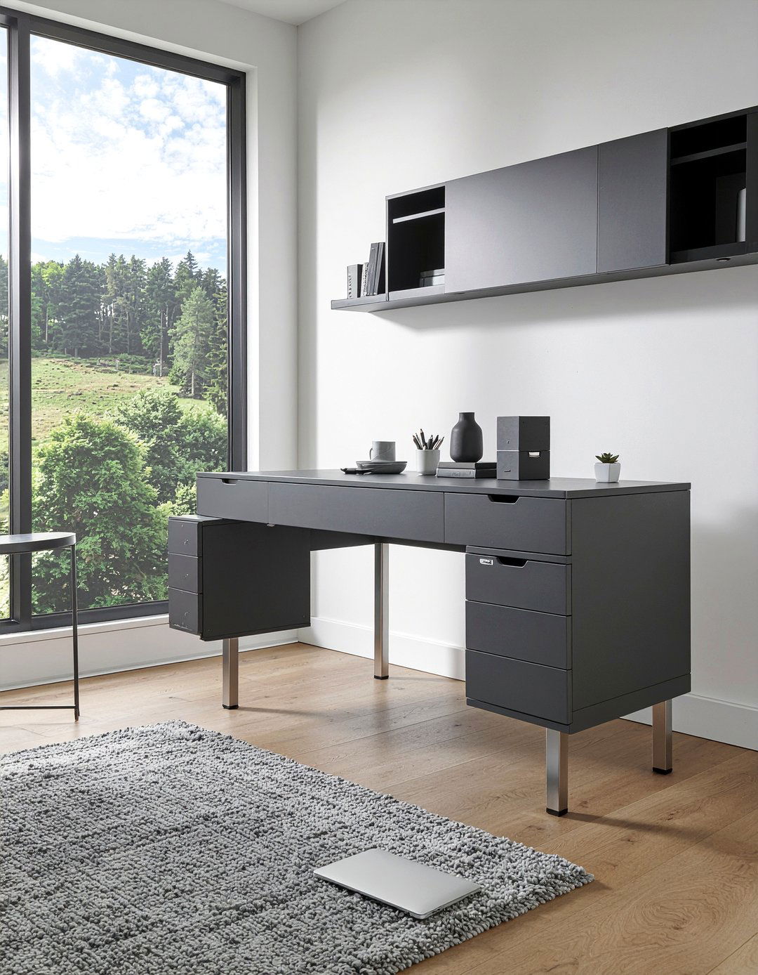 Grey Modern Desk With Drawers - 30 bedroom desk with drawers