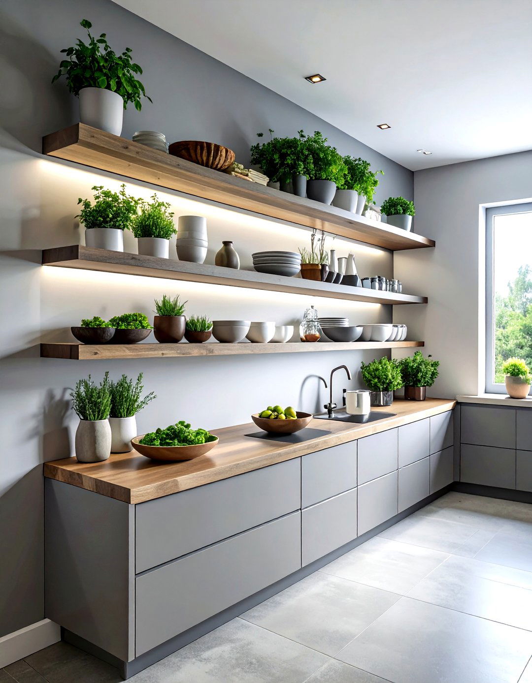 Grey Open Shelving Kitchen - 30 grey kitchen furniture ideas