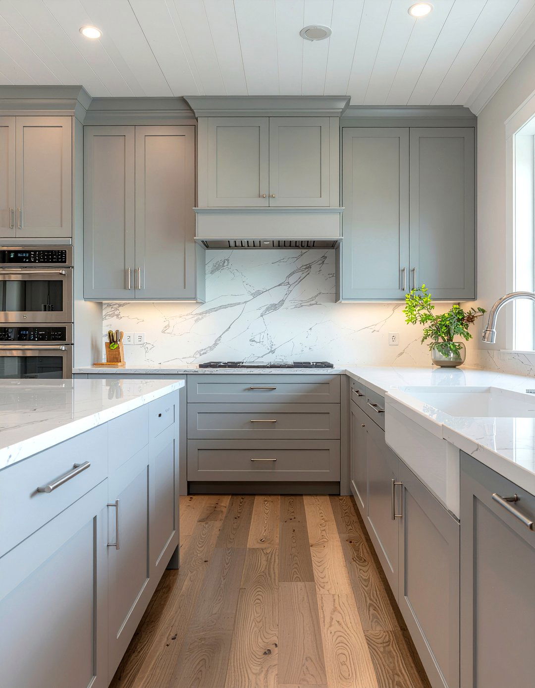 Grey Painted Wood - 30 kitchen vaulted ceiling ideas