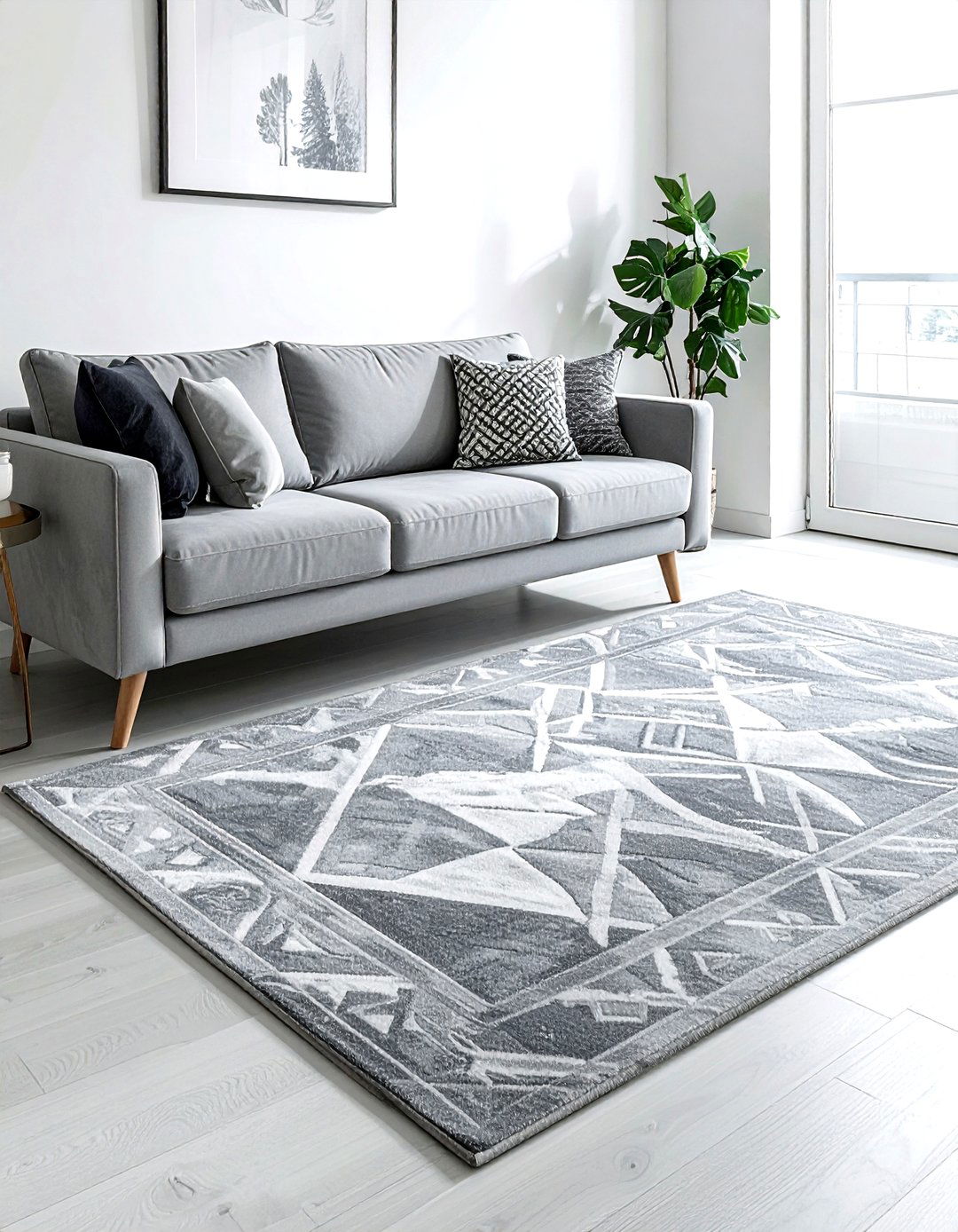 Grey Patterned Rug - 30 scandinavian grey living room ideas