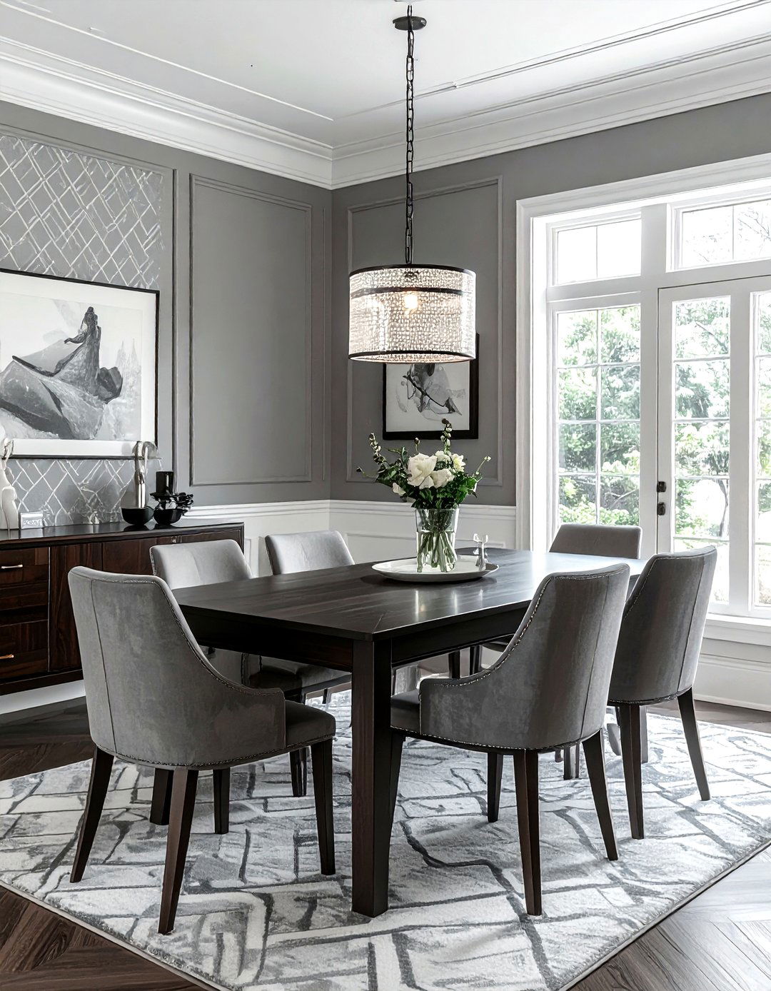 Grey Patterned Wallpaper - 30 grey dining room accessories ideas