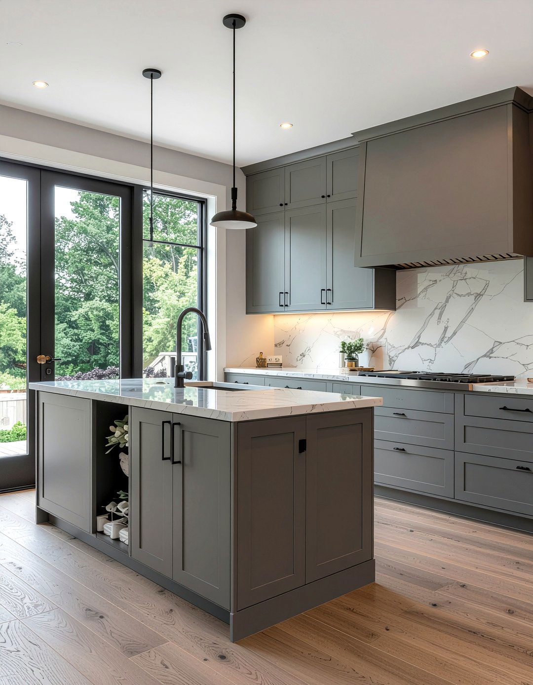 Grey Peninsula - 30 kitchen peninsula ideas