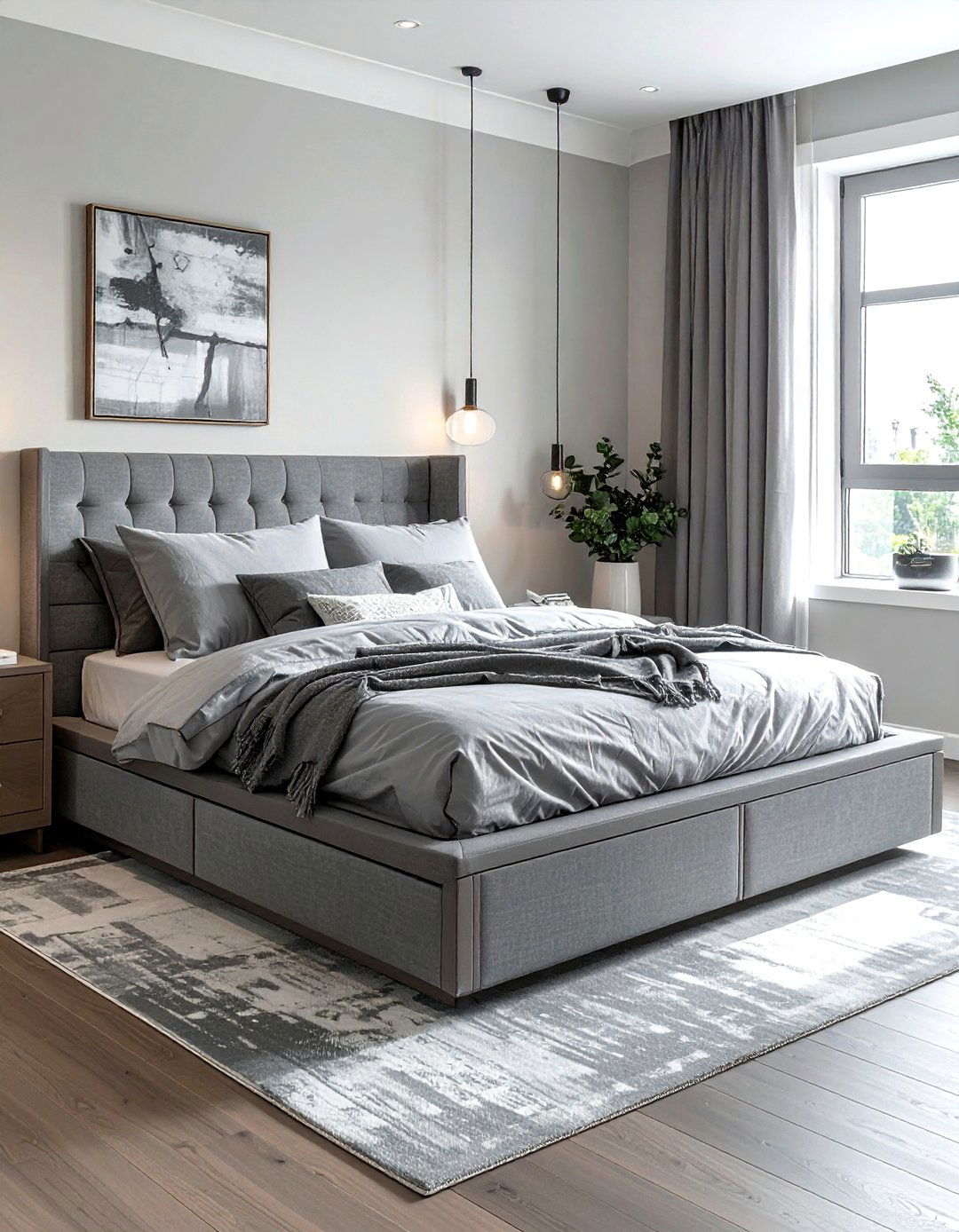 Grey Platform Bed - 30 gray bedroom furniture ideas