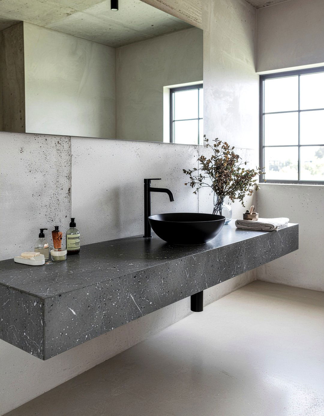 Grey Quartz Countertop - 30 quartz bathroom ideas