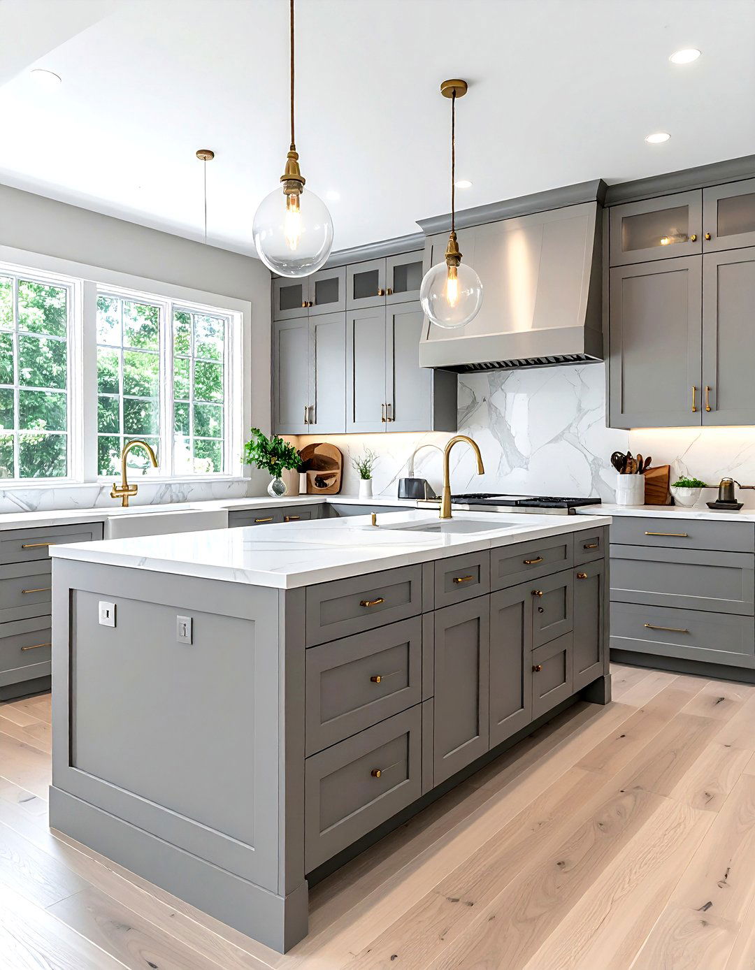 Grey Shaker Cabinets With Brass Hardware - 30 grey kitchen decor ideas