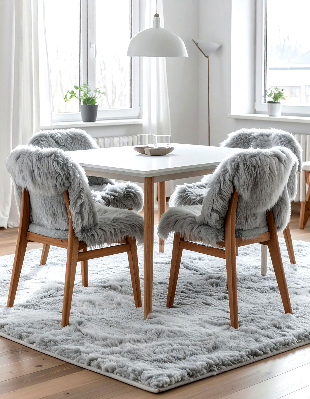 Grey Sheepskin Chair Cover - 30 grey dining room accessories ideas
